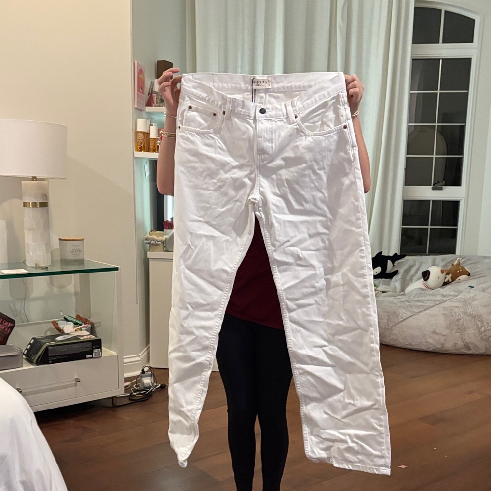 Motel Rocks Crisp White Straight Leg Jeans